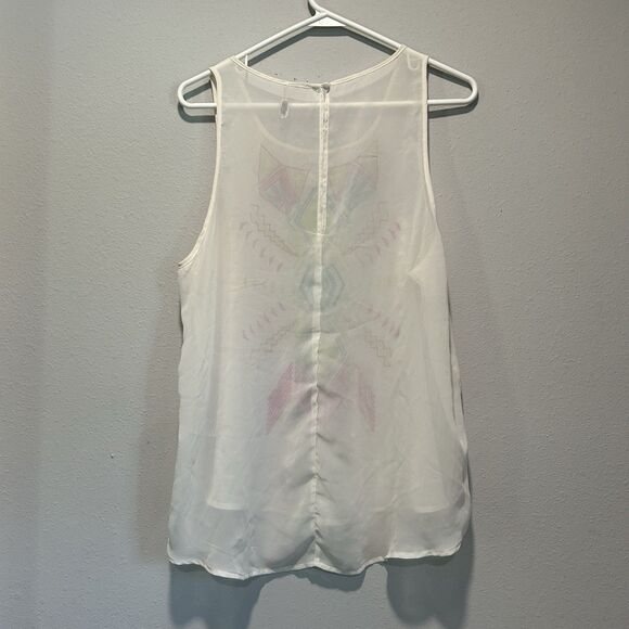 Women’s Sleeveless Tunic Top Large Sheer Embroidered Colorful Tribal Boho Hippie - Picture 2 of 7